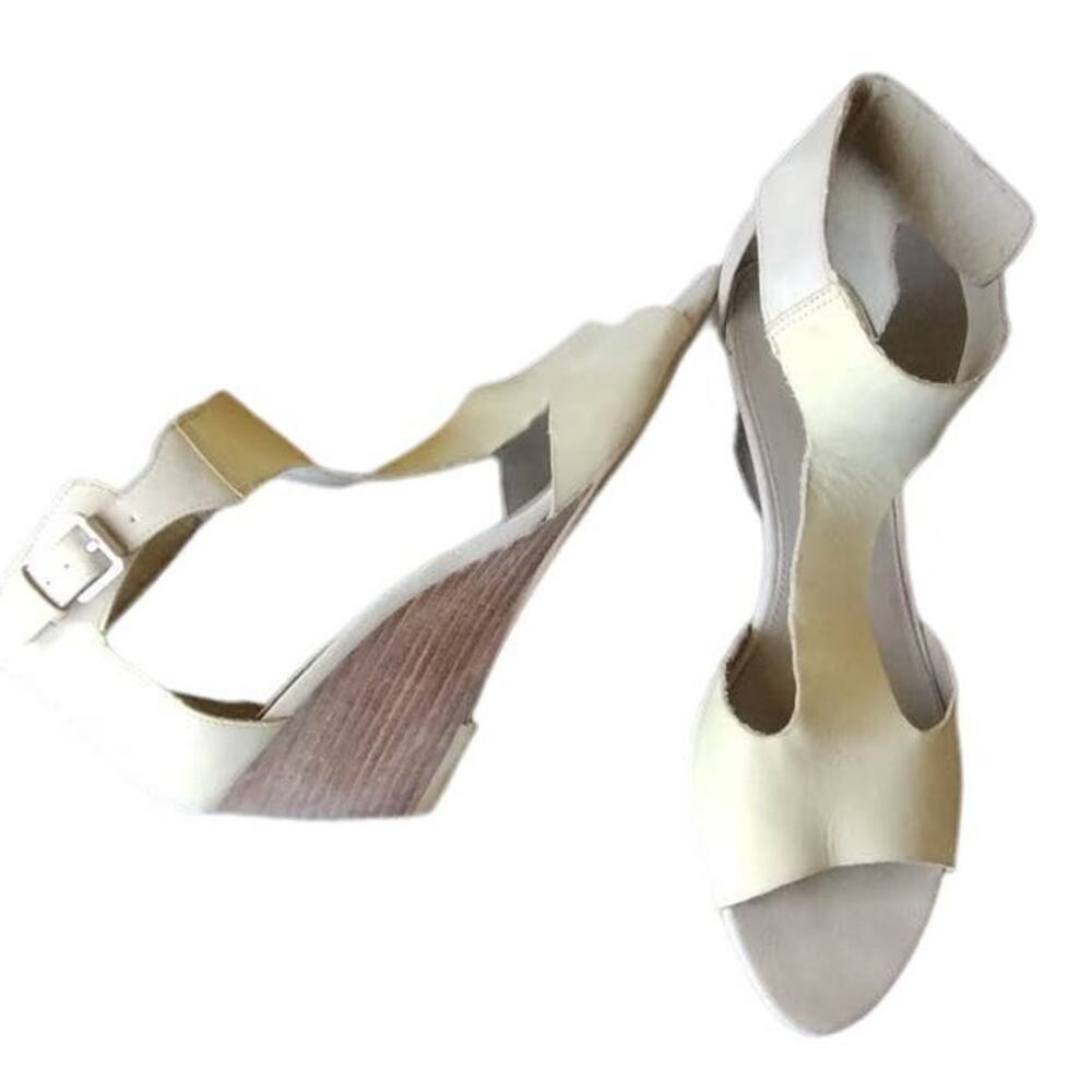 Franco Sarto Ivory and Beige Wedge Sandals